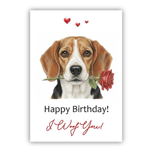 Beagle dog birthday card - dog, from