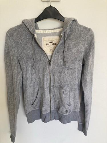 Hollister grey velour hoodie - grey,