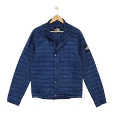 North Face Thermoball Quilted Jacket Mens Size S Blue Full Zip Snap Button