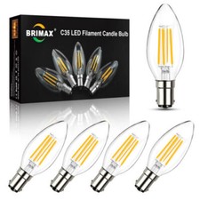 BRIMAX Dimmable LED Filament Candle Bulb B15 Small Bayonet Screw Cap Light Bulbs