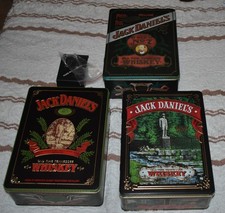 3xJack Daniel’s Vintage Hinged Tins Storage Box plus JD Bottle Top Pourer BNIB