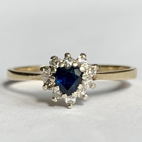 9ct gold sapphire diamond ring - gold,