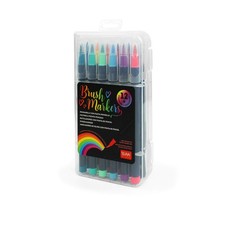 Legami - Set of 12 Marker Pens with Brush Tip, Flexible Tip in Nylon Fiber, for 