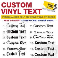 PERSONALISED CUSTOM NAME TEXT VINYL STICKER TRANSFER DECAL UP TO 200MM X 90MM