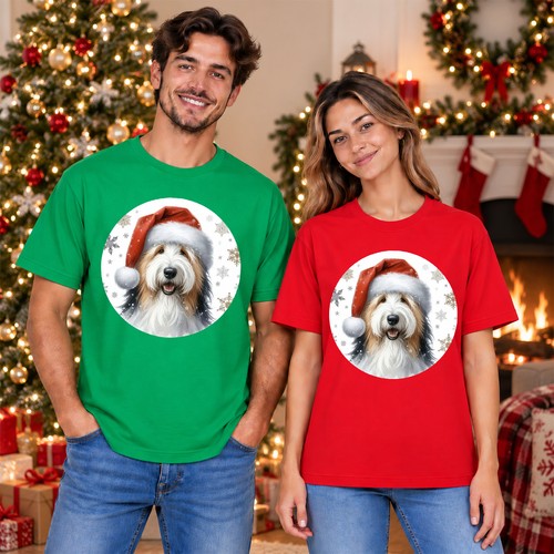 Bearded collie santa shirt - collie,