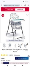 Mamas & Papas Snax Adjustable Highchair Lowchair Happy Planet Recline & Fold