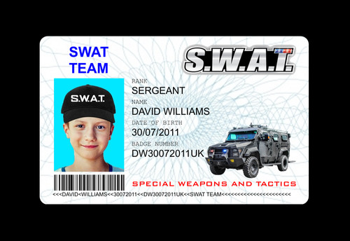 Personalised child kids swat - personalised,
