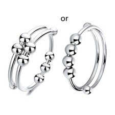 1Pieces Beads Rotatable Worry Ring Adjustable Spinner Calming Rings Gift