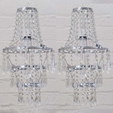 Litecraft Light Shade 4 Tier Crystal Effect Easy Fit Chrome - 2 Pack Clearance  