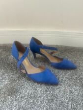 Ladies Blue Suede Leather Asymmetric Strap Court Shoes UK Sz 4