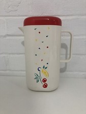 Vintage St Michael Plastic Jug 1980's Soft Drink Pitcher with Lid Fruit Design