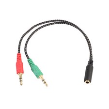 3.5mm AUX Audio Mic Splitter Cable Headphone Adapter Female to 2 Male Cable