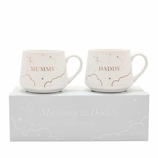 Bambino Mummy Daddy Mugs Newborn New Parents Cups Baby Shower Gift Set Of 2