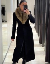 ZARA WOOL COAT WITH FAUX FUR