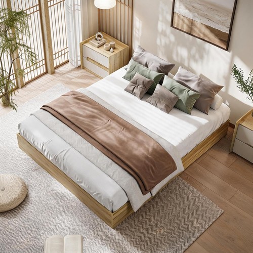 Modern wooden double bed frame - wooden,