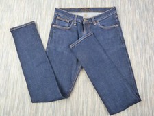 Nudie Jeans Mens W30 L32 Long John Organic Cotton Blue Skinny Fit Zip Fly