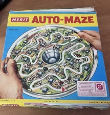 Rare Retro Merit Auto-Maze Game Cat 6012 Tilt Maze Toy J & L Randall England