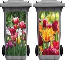 2 Pieces Tulip Wheelie Bin Stickers Self-Adhesive Wheelie Dustbin Tulip Covers D