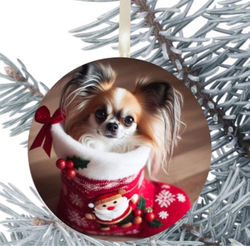 Papillon dog hanging bauble - dog,