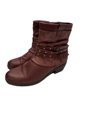 Pavers Burgundy Ankle Boots UK