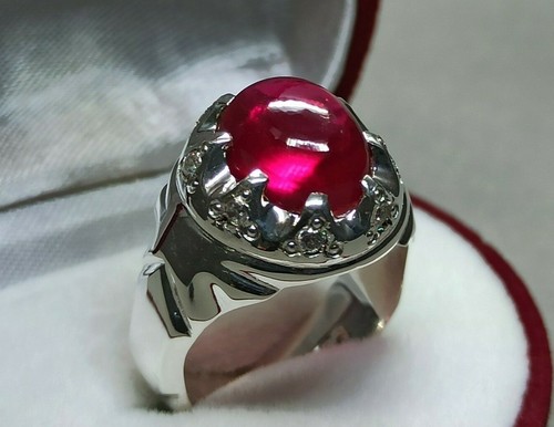 Cabochon deep red ruby women - deep,