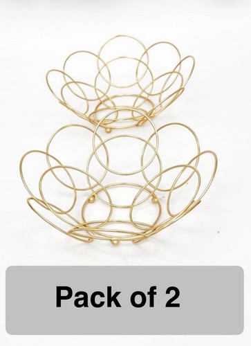 Gold metal wire fruit bowl - gold,
