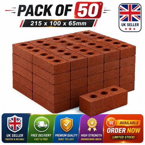 Red engineering bricks - red,
