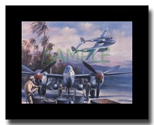 Lockheed P38 Lightning twin boom fighter framed picture Charles Thompson
