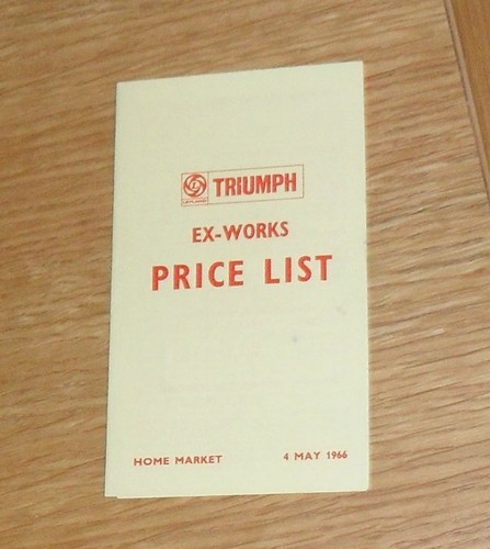 Triumph range price list - price,