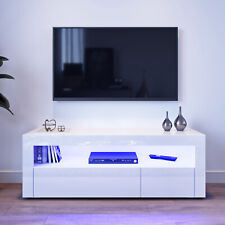 Modern White TV Unit Cabinet Stand 120cm High Gloss Sideboard with LED RGB Light