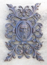 Antique Carved Oak Panel with Bearded Man
