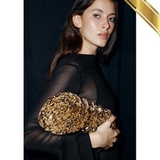 Zara Luxury Sequin Clutch Bag