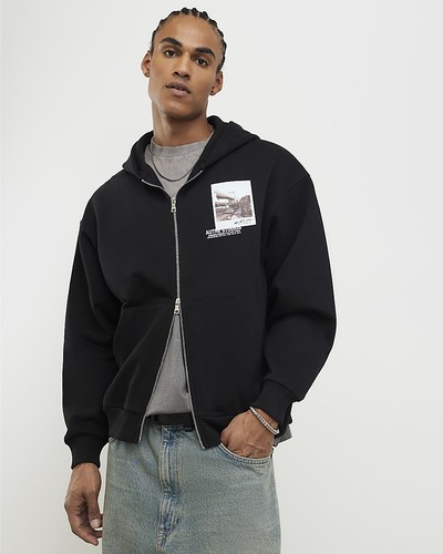 River island mens hoodie black - river,