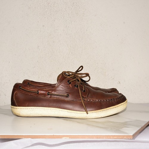 Quoddy boat shoe leather - leather, brown