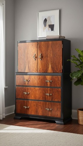 Vintage walnut dresser - dresser, cabinet