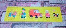 Vintage 1987 Postman Pat 5 piece wooden jigsaw/peg sorting puzzle Toy Kids Prop
