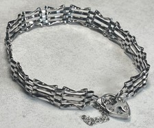 Vintage 925 sterling silver gate link bracelet 6.76g, London hallmark made 1987