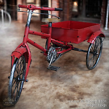 Vintage Style Red Mini Tricycle Ornament Old Fashioned Trike Bike Planter