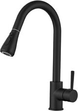 Heable Kitchen Sink Mixer Tap with Pull Down Sprayer Matte Black, Single Handle