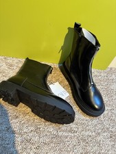 New Zara women boots girl black ankle boots front zip detail zip up uk 3 eu 35