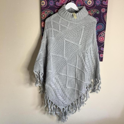 Monsoon grey poncho cape - poncho,