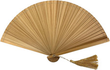 Elegant Beige Bamboo Silk Hand