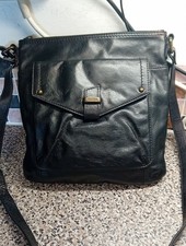 M&S Marks And Spencer Leather Cross Body Shoulder Bag Handbag Messenger Black