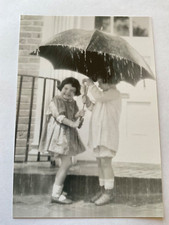 Postcard “Splish Splosh” Children in rain under Umbrella Girls Child Santoro