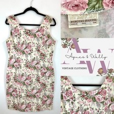 Vintage 80s Dorothy Perkins Floral Denim Dress Size U.K. 12/14