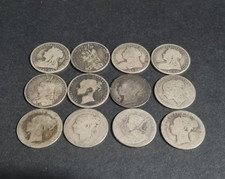 12 x Victorian Stirling .925 Silver GB One Shilling Coins  Collectors / Scrap