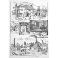 CHALFONT ST GILES Views in the Village, Buckinghamshire - Antique Print 1887
