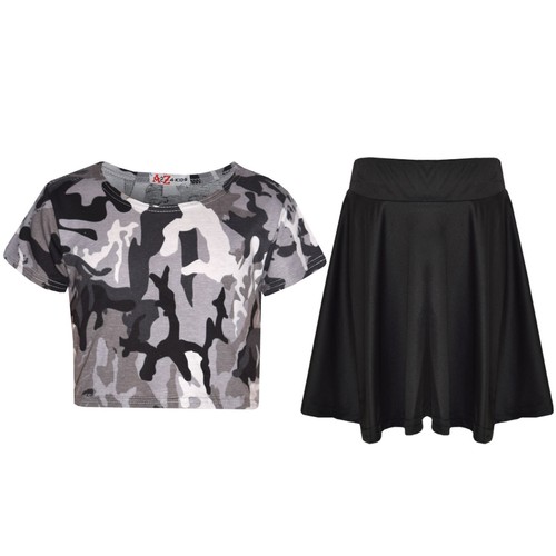 Kids girls charcoal camouflage - girls,