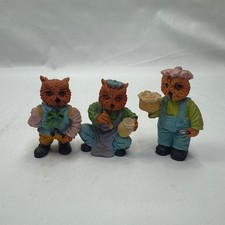 Unbranded Owl Figurines Hand-Painted Resin Ornaments Set of 3 - Multicolour