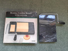 Vintage BOULEVARD Dark Grey Marble Cheese Board With Cutter Slicer +Original Box